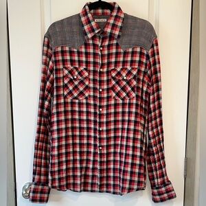 Michael Bastian Men's Western Core Shirt. Sz 16/41 Plaid Cotton Gauze Italy